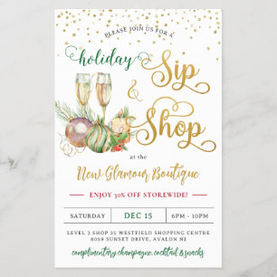 Jul Helgdag Sip och Shop Champagne Store Flygblad