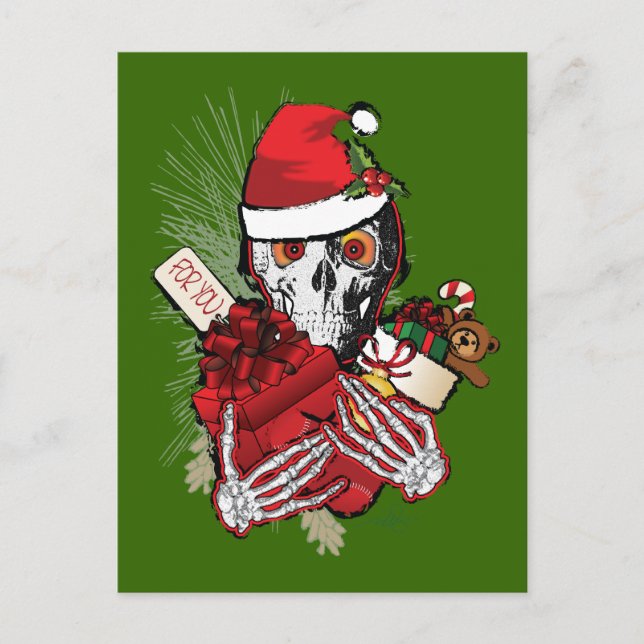 Jul Helgdag Skull Helg Vykort (Framsida)