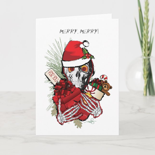 Jul Helgdag Skull Helgkort (Framsida)