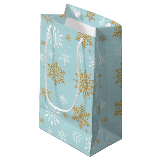 Jul Helgdag Snöflingor Gift Bag (Framsidan Vinklad)