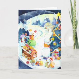 Jul Helgdag Snögubbe Helgkort