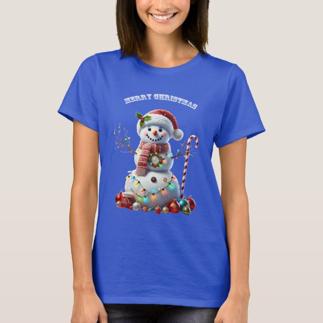Jul Helgdag Snögubbe med Dekoration URM T Shirt (Framsida)