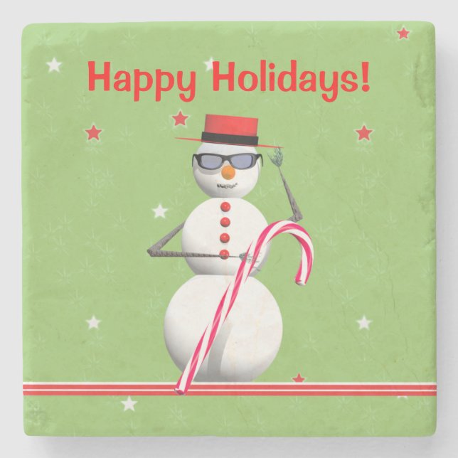 Jul Helgdag Snögubbe Underlägg Sten (Framsidan)