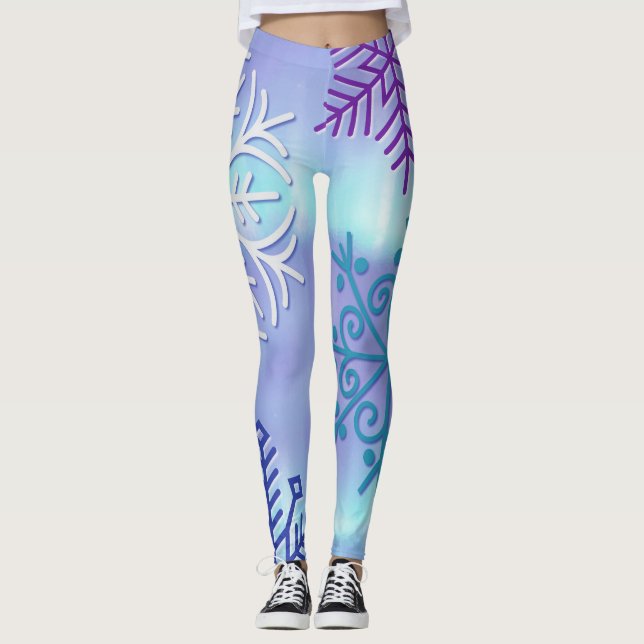 Jul Helgdag Snowflake Winter Art Leggings (Framsida)