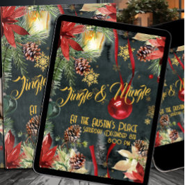 Jul Helgdag Splendor Jingle & Mingle Party Julkort