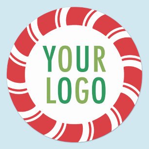 Jul Helgdag Stickers med Logotyp Peppermynt Runt Klistermärke