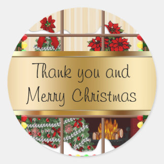 Jul Helgdag Stickers tack Runt Klistermärke