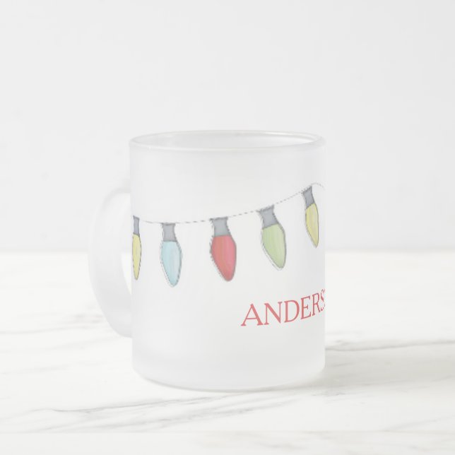 Jul Helgdag String Ljus Roligt Festive Simple Frostad Glasmugg (Framsida vänster)