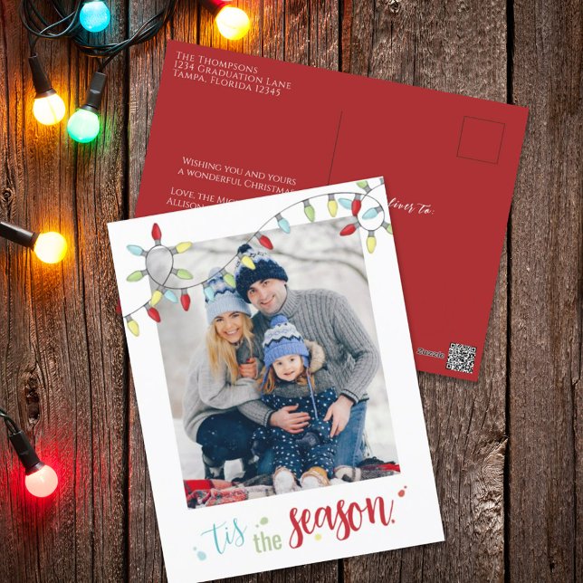 Jul Helgdag String Ljus Tis Season Roligt Helg Vykort (Skapare uppladdad)