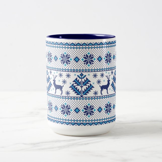 Jul - Helgdag Sweater Mönster Två-Tonad Mugg (Center)