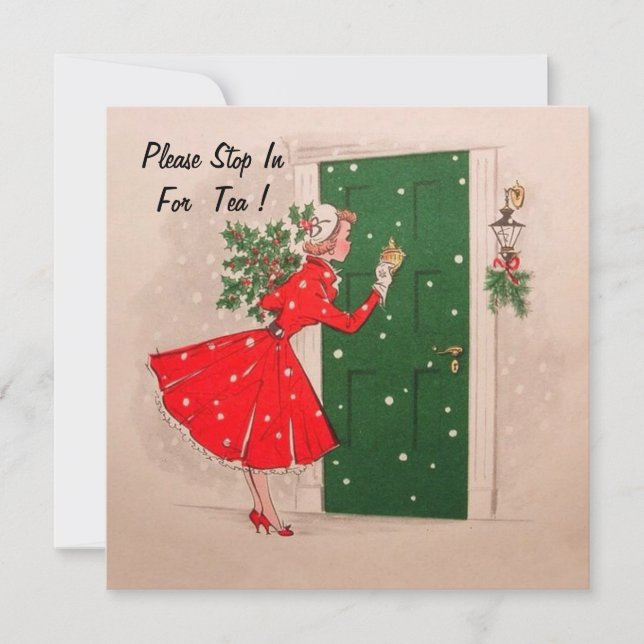 Jul Helgdag Tea Party-inbjudan. Inbjudningar (Framsida)