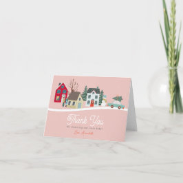 Jul Helgdag Town/Village Rosa Baby Shower Tack Kort