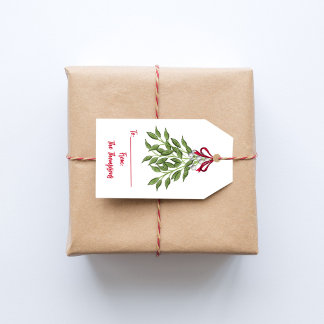Jul Helgdag Vattenfärg Merry Mistletoe Cute Presentetikett
