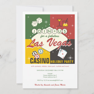 Jul Helgdag Vegas Casino Poker Night Party Inbjudningar