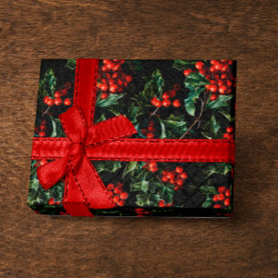 Jul/Helgdag Vibrant Red Berries & Löv Presentpapper