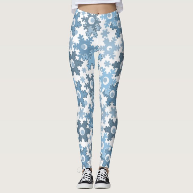 Jul helgdag Vintern snöflingor ljus Leggings (Framsida)
