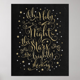 Jul Helgdag Wall Art Faux Guld Calligraphy Poster