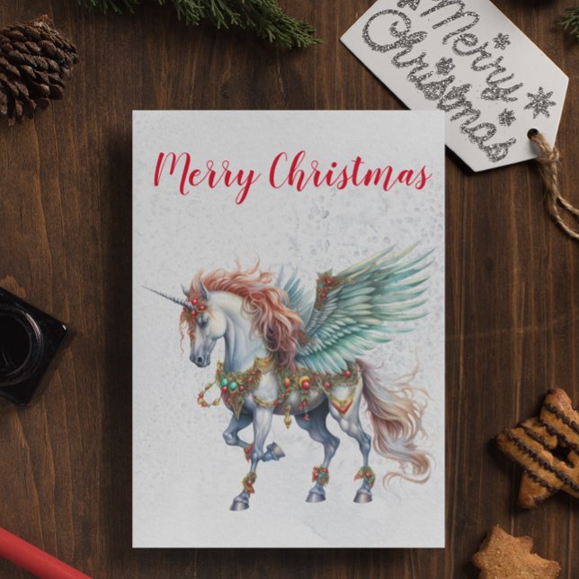 Jul Helgdag Winter Unicorn Kort (Skapare uppladdad)