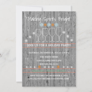 Jul Helgdag Wood Background Snowflake Party Inbjudningar
