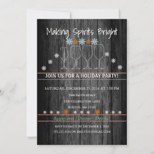 Jul Helgdag Wood Background Snowflake Party Inbjudningar