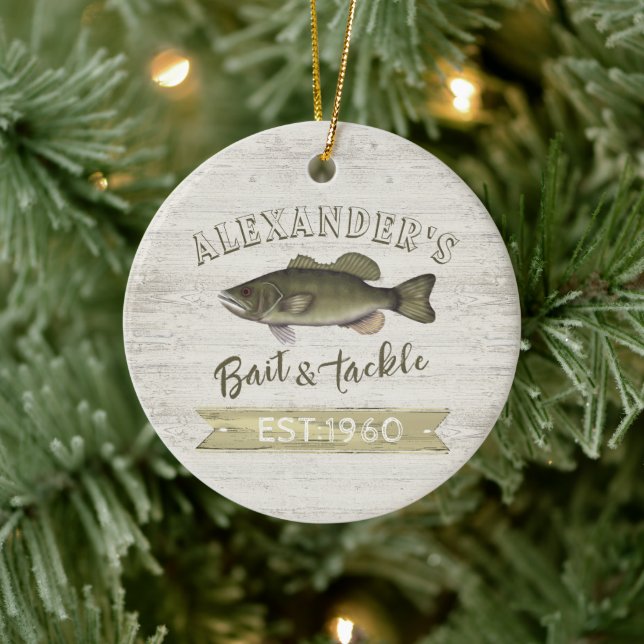 Jul Helgdag Wood Whimsical Wildlife Fishing Julgransprydnad Keramik (Träd)