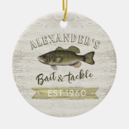 Jul Helgdag Wood Whimsical Wildlife Fishing Julgransprydnad Keramik