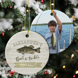 Jul Helgdag Wood Whimsical Wildlife Fishing Julgransprydnad Keramik