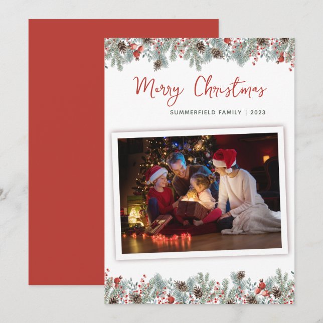 Jul-Helgdagar - Botaniskt familjefoto Julkort (Fram/baksida)