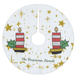 Jul Helgdagar Guld Stars Candle Glitter Julgransmatta Borstad Polyester