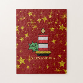 Jul Helgdagar Guld Stars Candle Personalize Pussel
