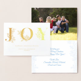 Jul-Helgdagar Joy Modern Blommigt konturfoto Folierat Kort