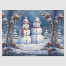 Jul Helgpynt Snögubbe Par Dekoupage