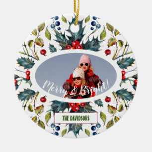 Jul Heliga Bär Krans Foto Monogram Julgransprydnad Keramik