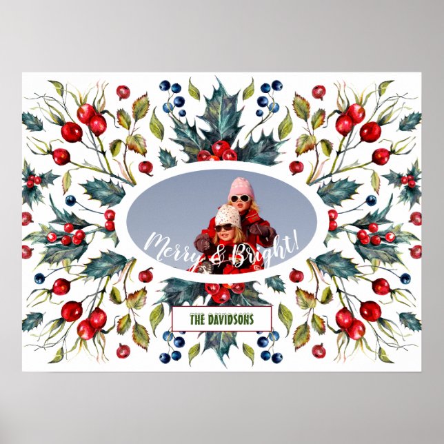 Jul Heliga Bär Krans Foto Monogram Poster (Framsidan)