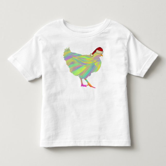 Jul Hen med Santa Hat T Shirt (Framsida)