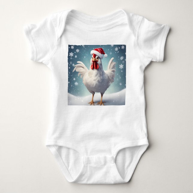 Jul Hen med Snö, Helgdag Hen, jul T Shirt (Framsida)
