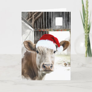 Jul Hereford Cow i en Barn Kort