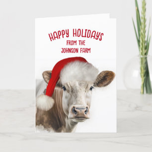 Jul Hereford Cow med Santa Hat Helgkort