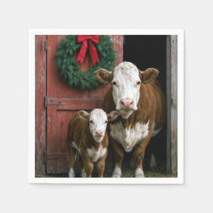Jul Hereford Ko och Kalv Pappersservett