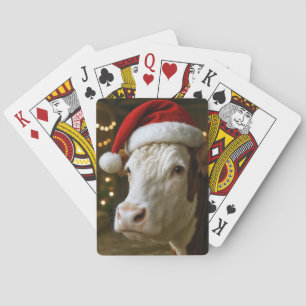 Jul Hereford Ko som bär en tomtehatt Casinokort