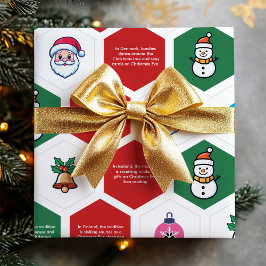 Jul Hexagon Santa Träd Snögubbe Ornament Icon Presentpapper