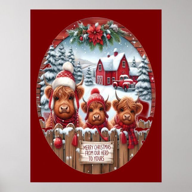 Jul Highland Cow Bubblegum 2025 Poster (Framsidan)
