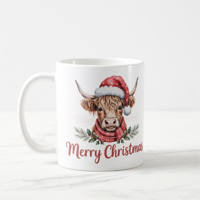 Jul Highland Cow | Festive Helgdag Coffee Kaffemugg (Vänster)