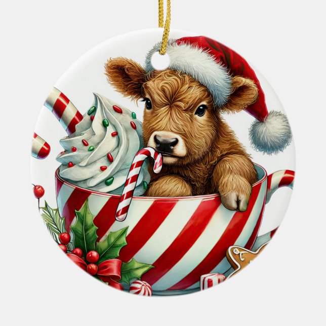Jul Highland Cow jul Ornament (Framsidan)