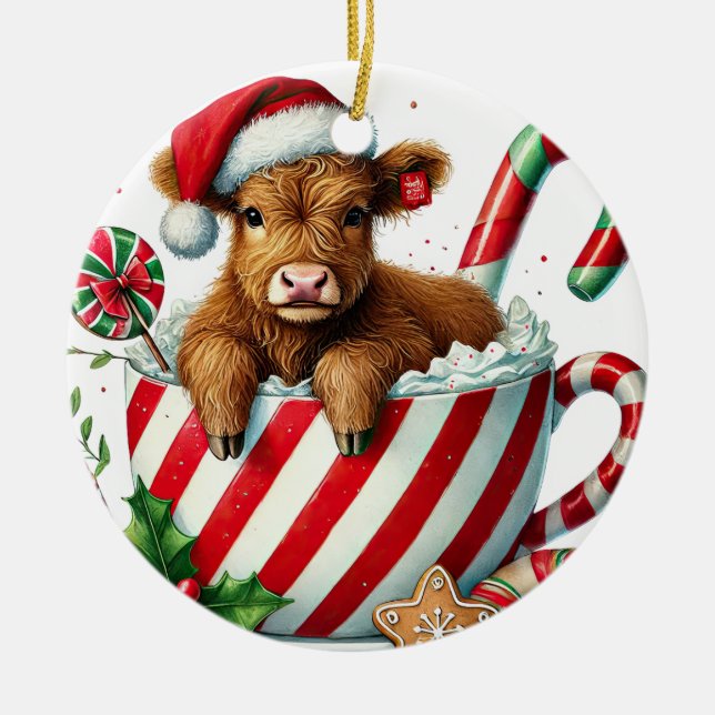 Jul Highland Cow jul Ornament (Framsidan)
