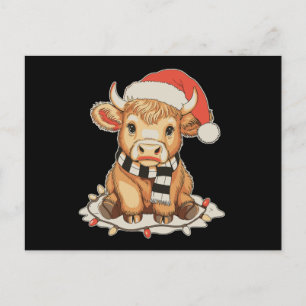 Jul Highland Cow Moo Xmas Högtidsperiod Helg Vykort