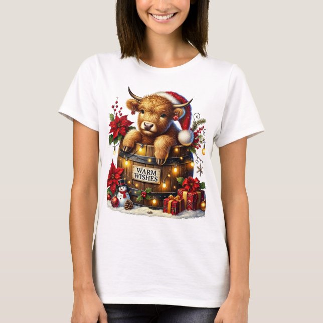 Jul Highland Cow Tshirt T Shirt (Framsida)