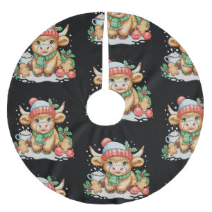 Jul Highland Ko Cutt Kalv Mooey Tomte Hatt Julgransmatta Borstad Polyester