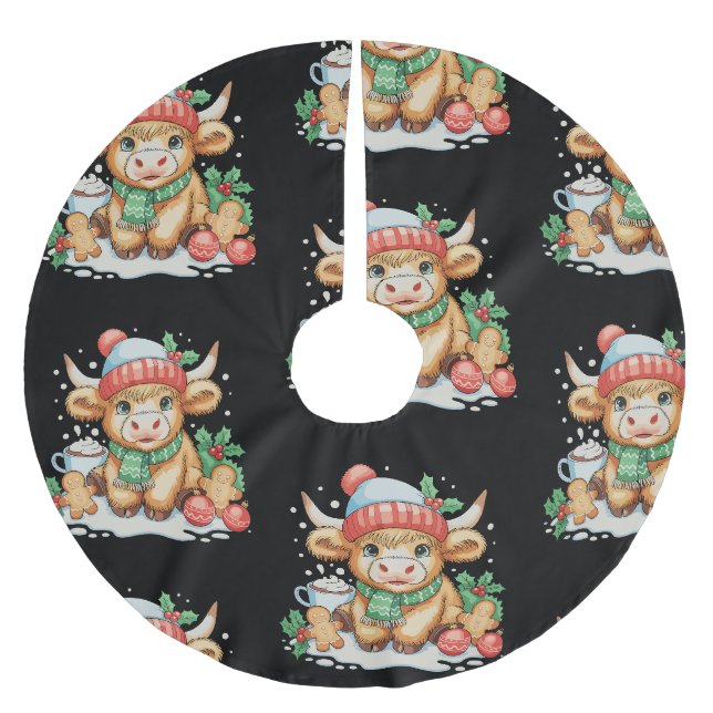 Jul Highland Ko Cutt Kalv Mooey Tomte Hatt Julgransmatta Borstad Polyester (Framsidan)