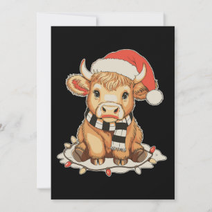 Jul Highland Ko Mör Xmas Högtidsperiod Julkort